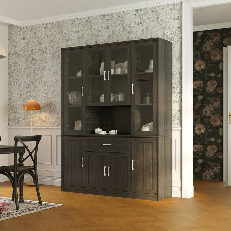 Set of 3 Curio Cabinet Combo Display Bookcase Combo with Glass Doors