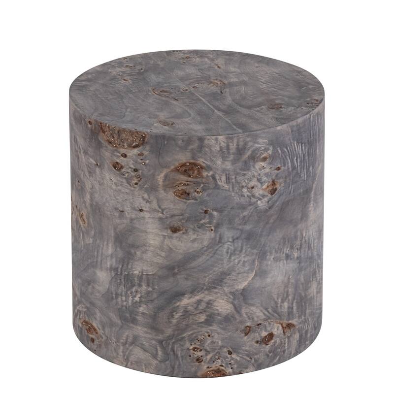 Round Burl Wood Side Table - 15" - Charcoal Gray