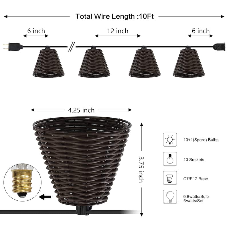 JONATHAN Y 10 ft G40 String Lights - 10 Bulbs, Indoor/Outdoor Use