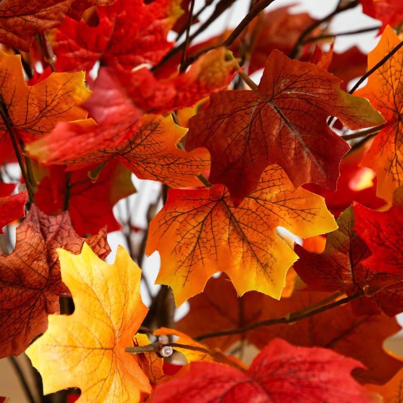 Pre-Lit Deluxe Autumn Maple Artificial Fall Tree - 4' - Warm White LED Lights