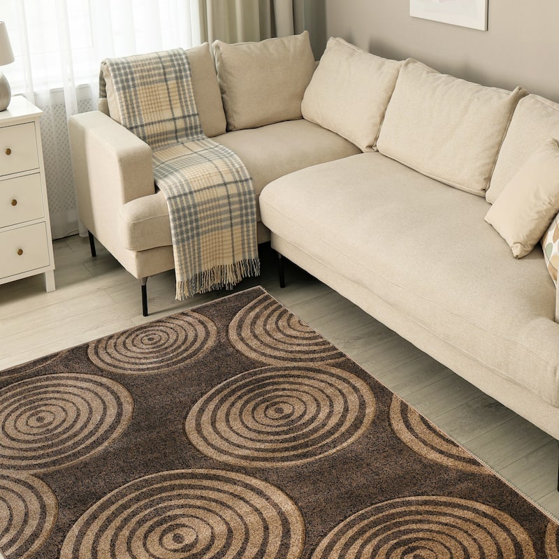 Linon Milan Collection Circles Area Rug