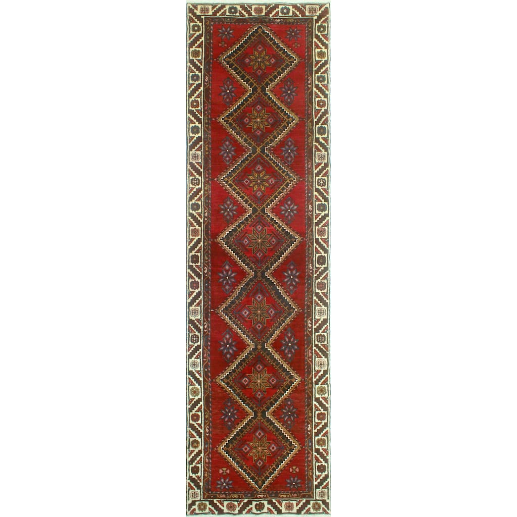 Fine Vintage Distressed Anas Red/Ivory Runner - 3'5" x 13'5"