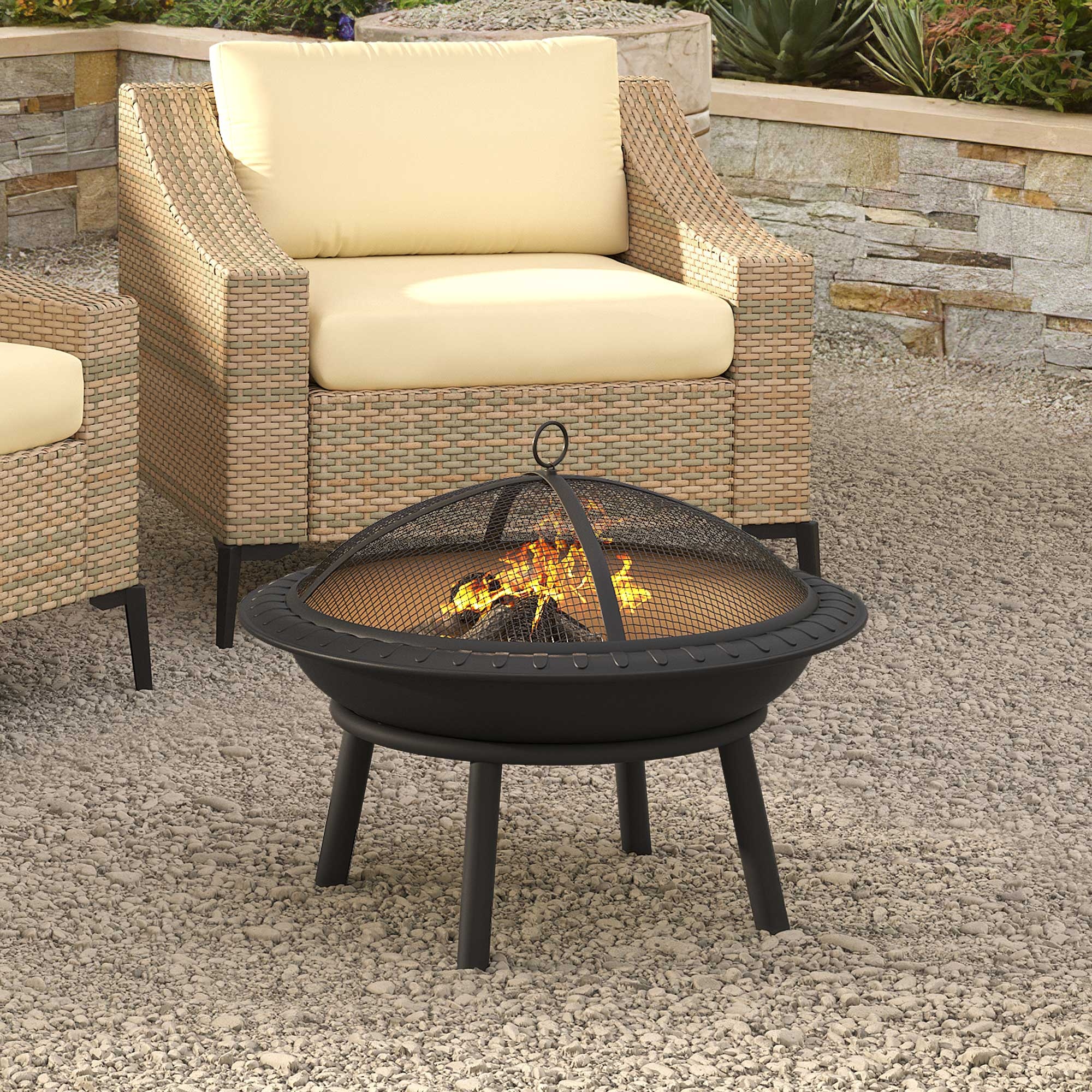 Wood burning fire on sale pit table set