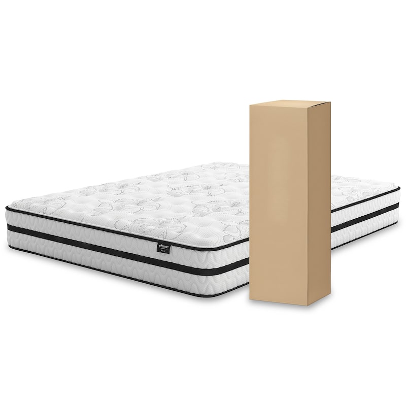 Signature Design by Ashley Chime 10 Inch Hybrid White/Gray 2-Piece Twin Mattress Package