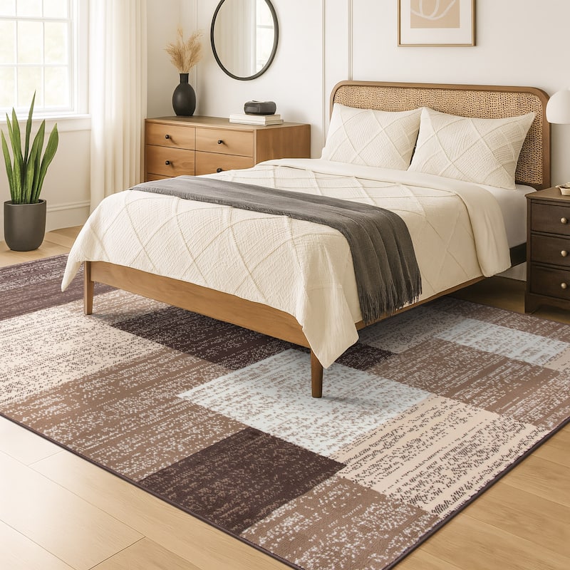 World Rug Gallery Contemporary Distressed Boxes Area Rug