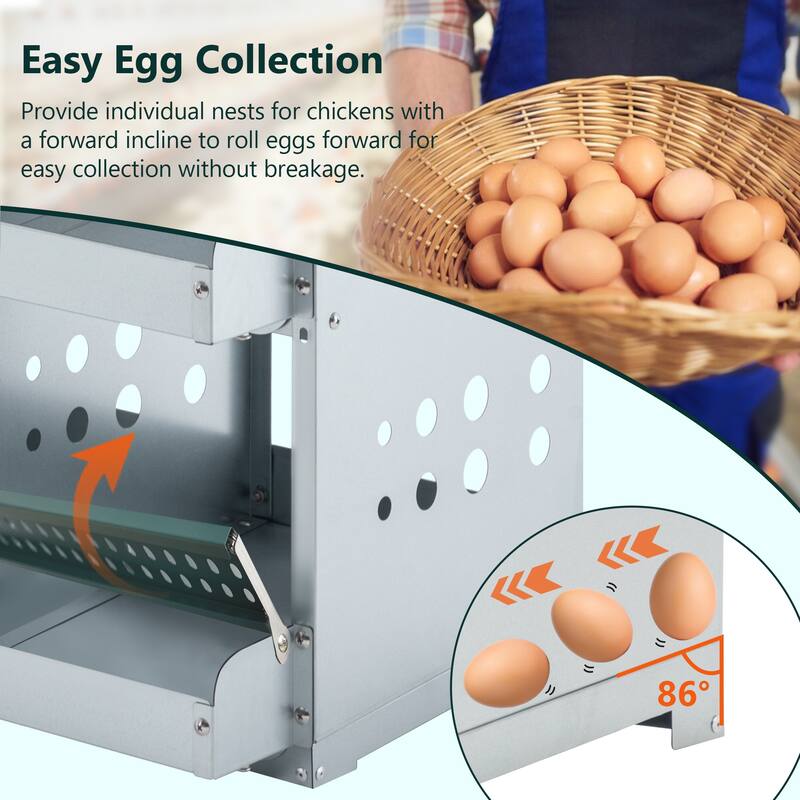 6-Compartment Roll Away Chicken Nesting Box - Egg Laying Box, Green