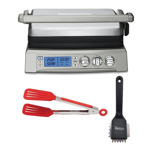 Cuisinart GR 300 Elite Griddler w Grill Brush Flipper Tongs
