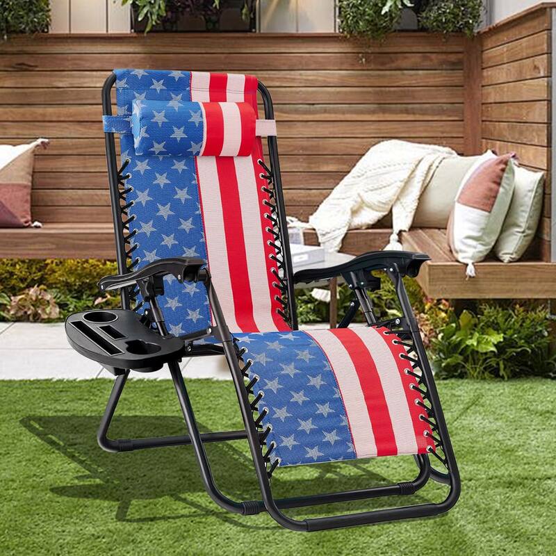 Set Of 2 Zero Gravity Chair, Patio Folding Lawn Outdoor Lounge Camp Reclining Lounge Chair for Poolside Backyard and Beach