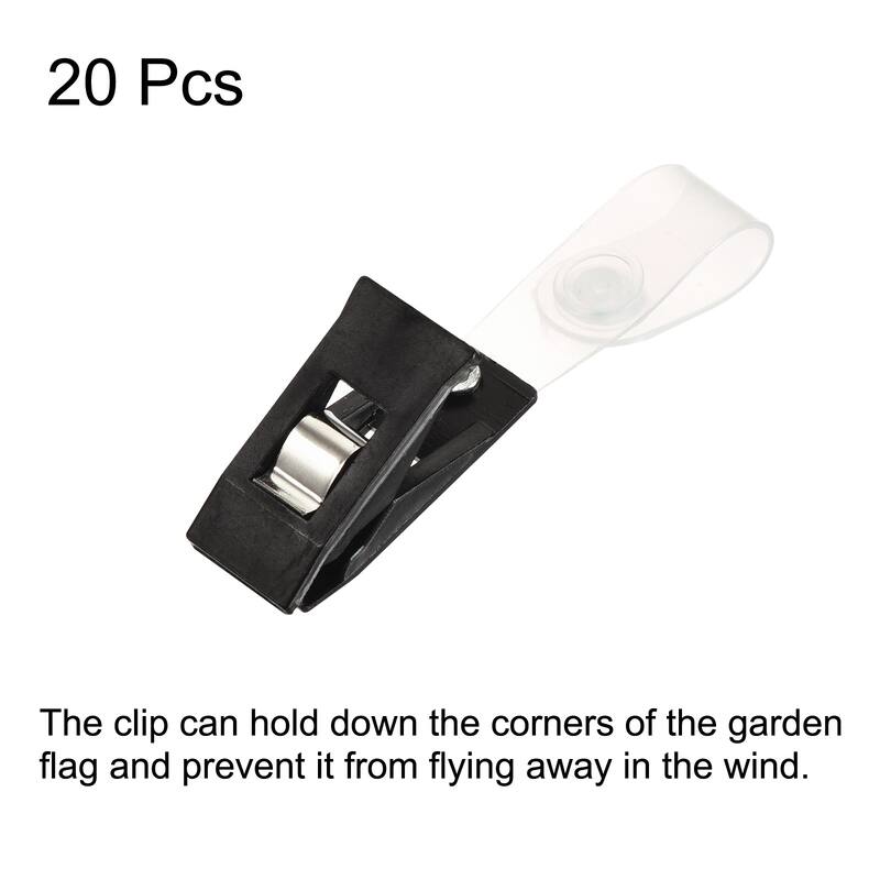 20Pcs Anti-Wind Clips Plastic Garden Yard Flag Poles Stopper Clip - Black, Clear