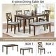 preview thumbnail 10 of 11, 6 Piece Kitchen Dining Set, Rectangular Wooden Dining Table with 4 Upholstered Chairs and a Bench