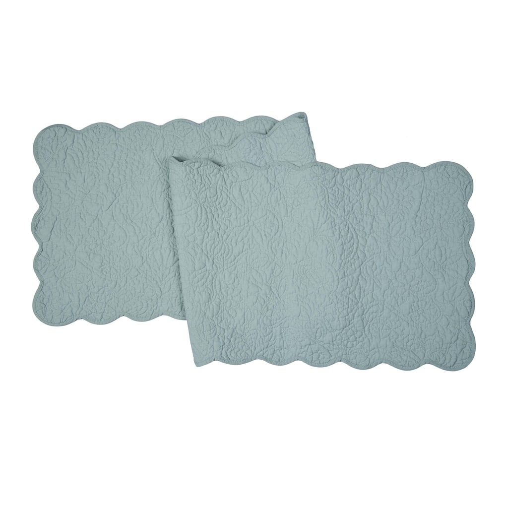 51" x 14" Christiana Breeze Floral Reversible Machine Washable Quilt Table Runner - Blue