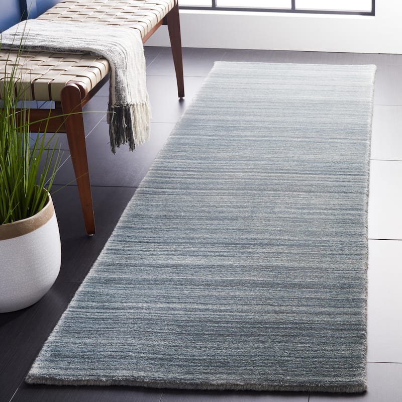 SAFAVIEH Handmade Himalaya Jessika Modern Wool Rug - 2'3" x 8' Runner - Slate/Blue - Runner