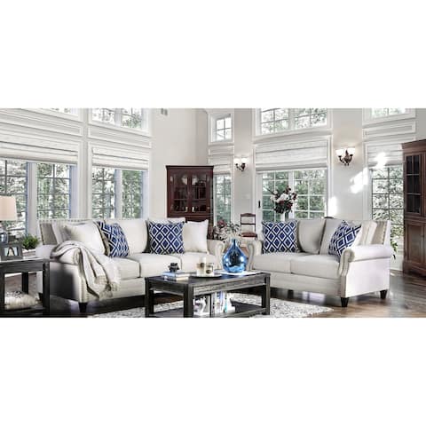 Furniture of America Deri Contemporary Linen Fabric 2-piece Sofa Set