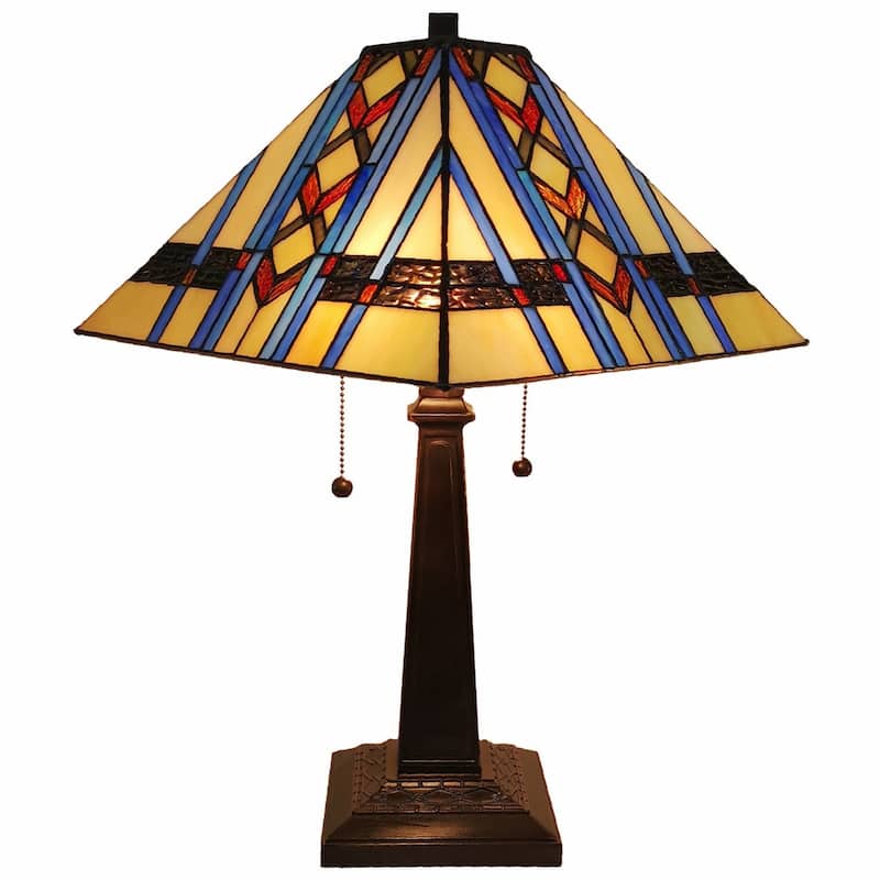 Vintage Inspired 22" Metal Candlestick Table Lamp with Blue Shade