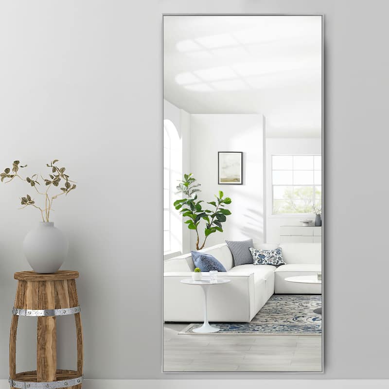 Modern Aluminum Alloy Thin Framed Full Length Floor Mirror