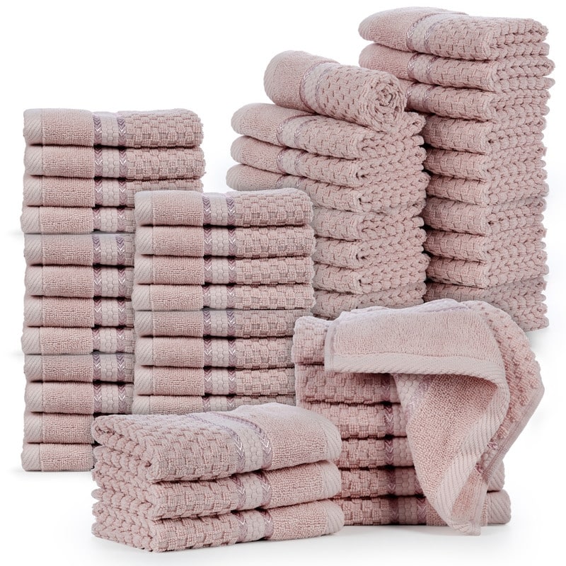 Popcorn Textured Cotton Washcloths 12 x 12 inch by Ample Decor - 50 Pcs - Soft Pink