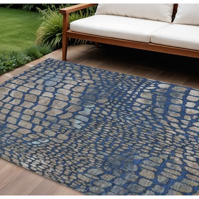 HomeRoots Abstract Transitional Rectangle Outdoor Rug