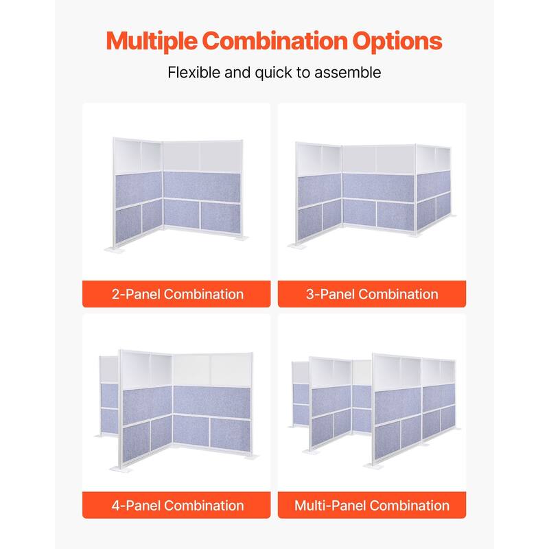 Office Divider Privacy Panel 70"x70" with Frosted Windows - 70 x 11.8 x 70 in