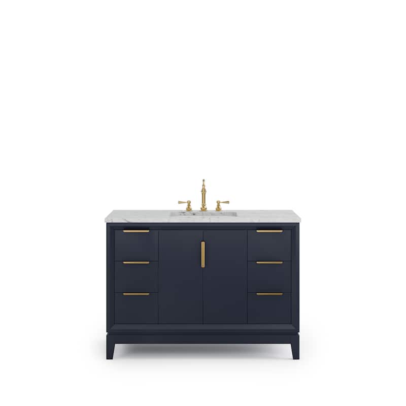 Elizabeth 48" Carrara White Marble Bathroom Vanity with Faucet