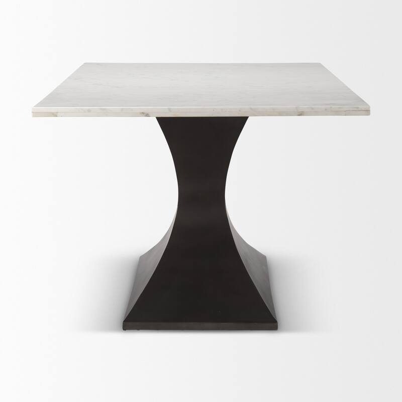 Maxton Light Brown Solid Wood w/ Black Iron Pedestal Base Rectangular Dining Table