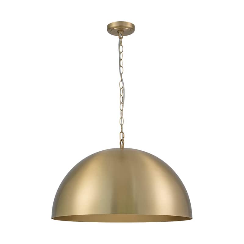 Mid-Century Modern Brass Oversized Metal Dome Pendant Light