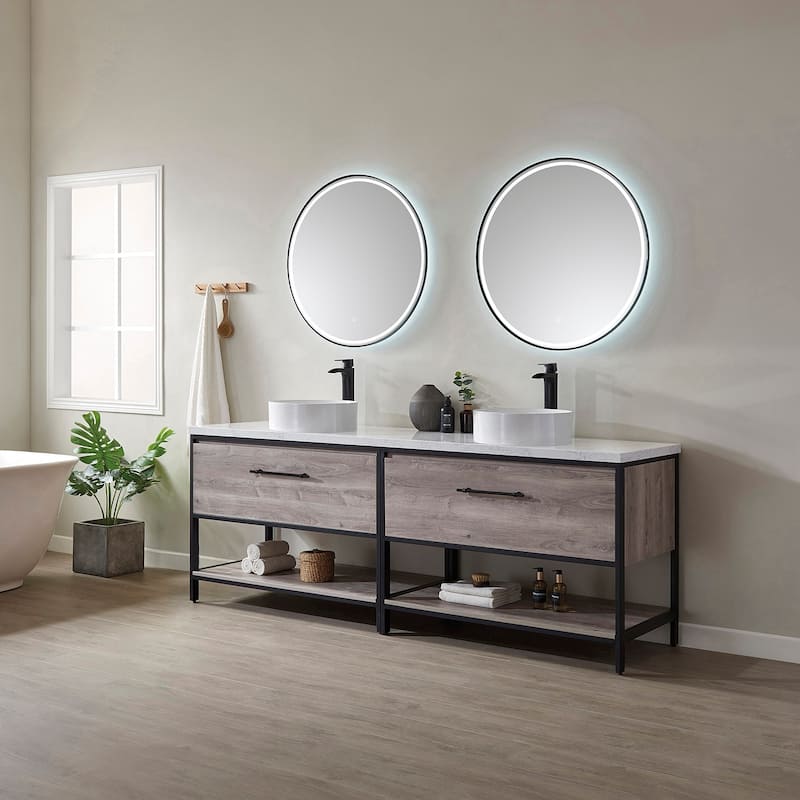 Murcia 84" Vanity with Countertop and vessel sink With Mirror