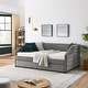preview thumbnail 5 of 8, Upholstered Tufted Daybed w/ Pull-out Trundle Sofa Bed - Full,Gray