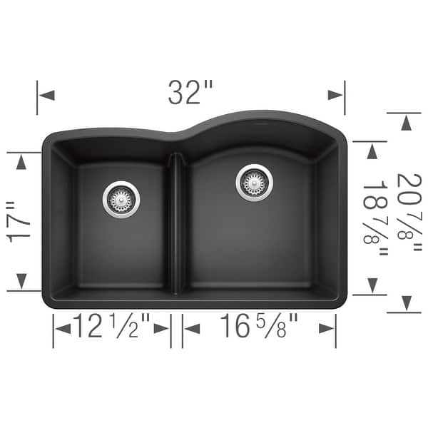 Blanco Biscuit Diamond Undermount Granite Kitchen Sink - 32" x 20.88" x 9.5"