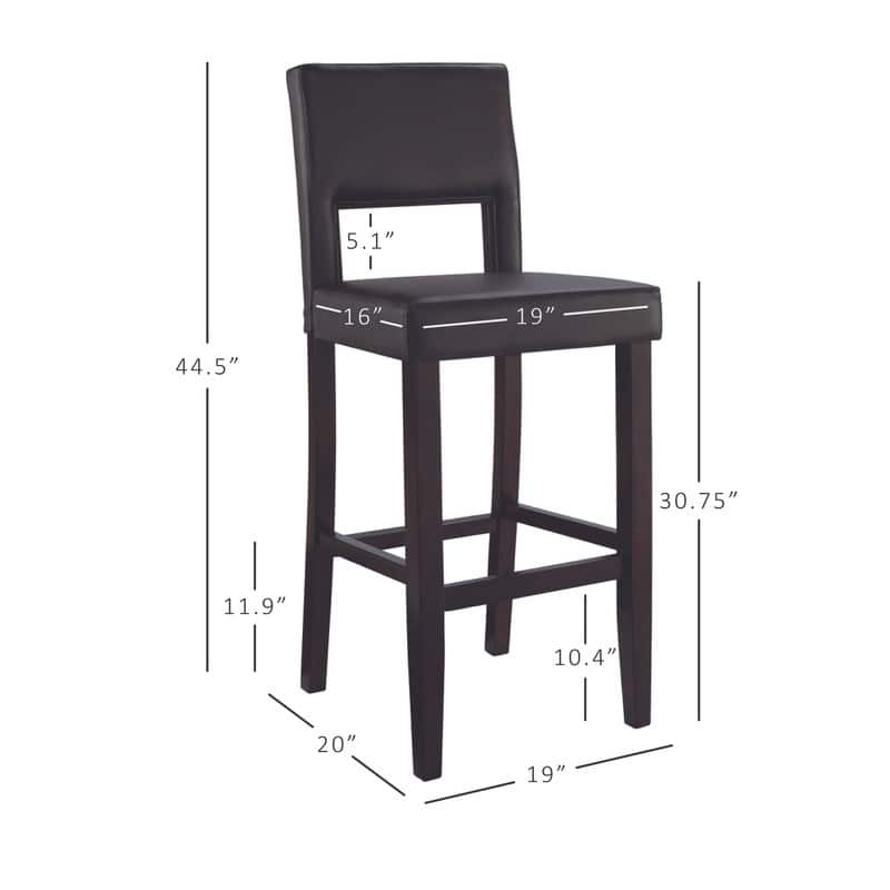 Linon Warren Faux Leather Dark Brown Bar Stool