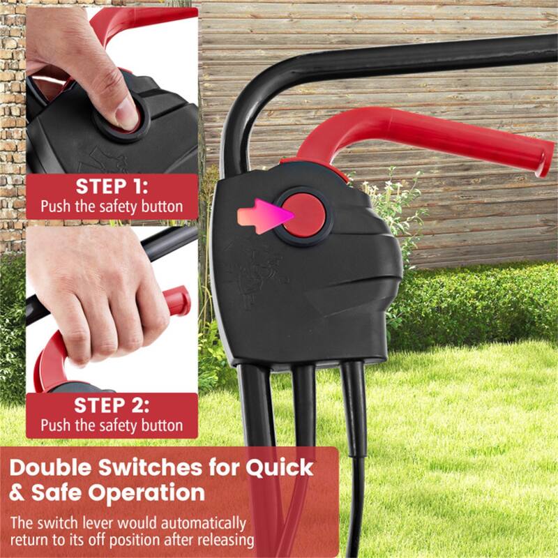 10-AMP Electric Lawn Mower with 13" Cutting Width, Adjustable Heights & 25L Grass Collection Box - 45" x 16" x 35"