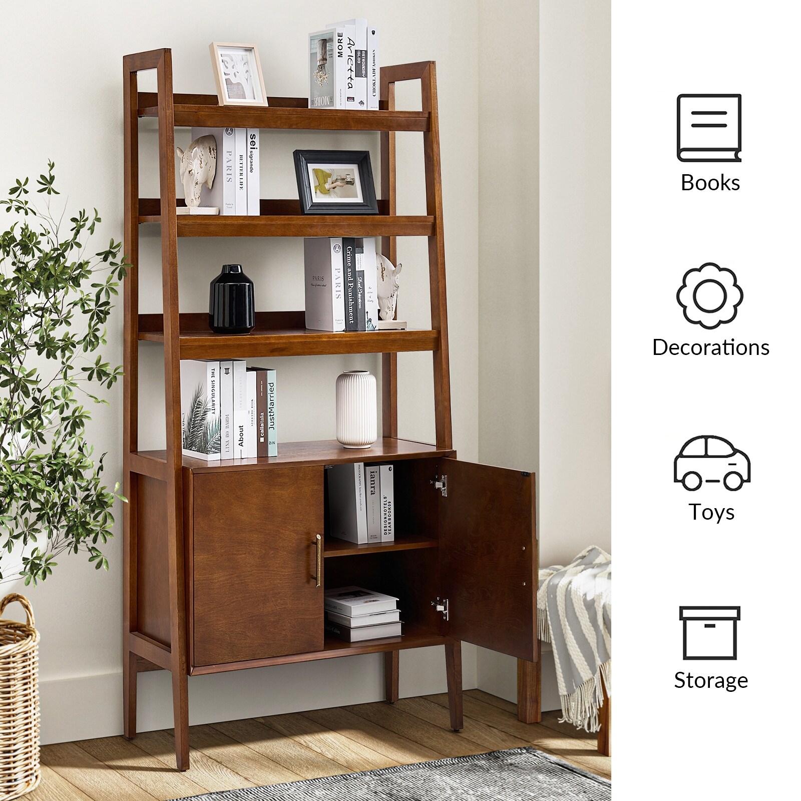 Augusto Mid-Century Modern Ladder Bookcase | HULALA HOME