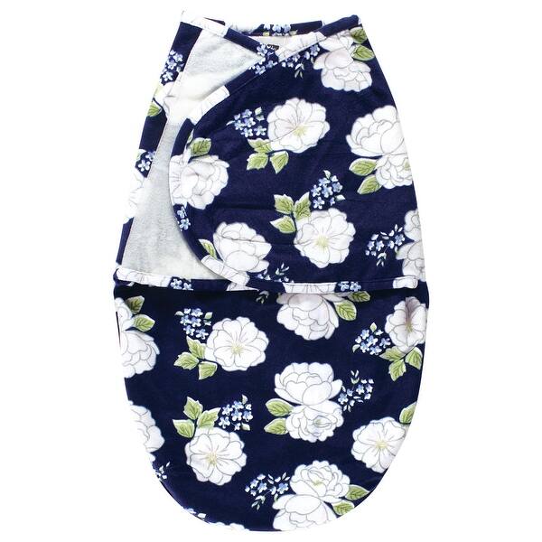 slide 1 of 1, Hudson Baby Infant Girl Plush Faux Fur Swaddle Wrap, White Peonies, 0-3 Months - White Peonies - 0-3 Months 0-3 Months - White Peonies