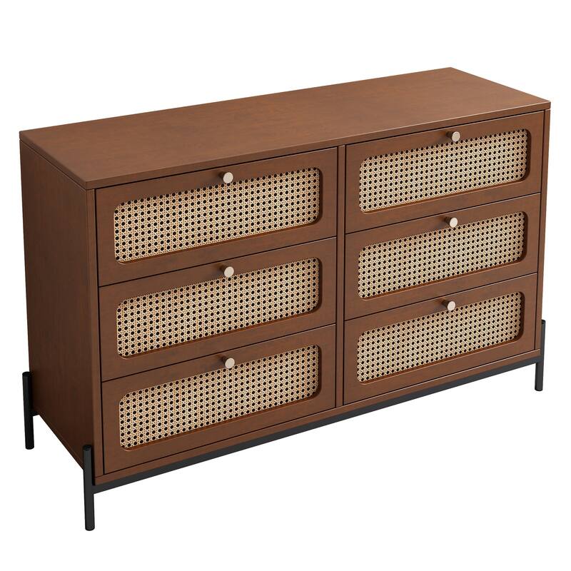 6-Drawer Wood Double Dresser for Bedroom, Living Room
