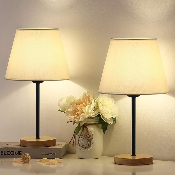 Wooden base bedside lamp on sale