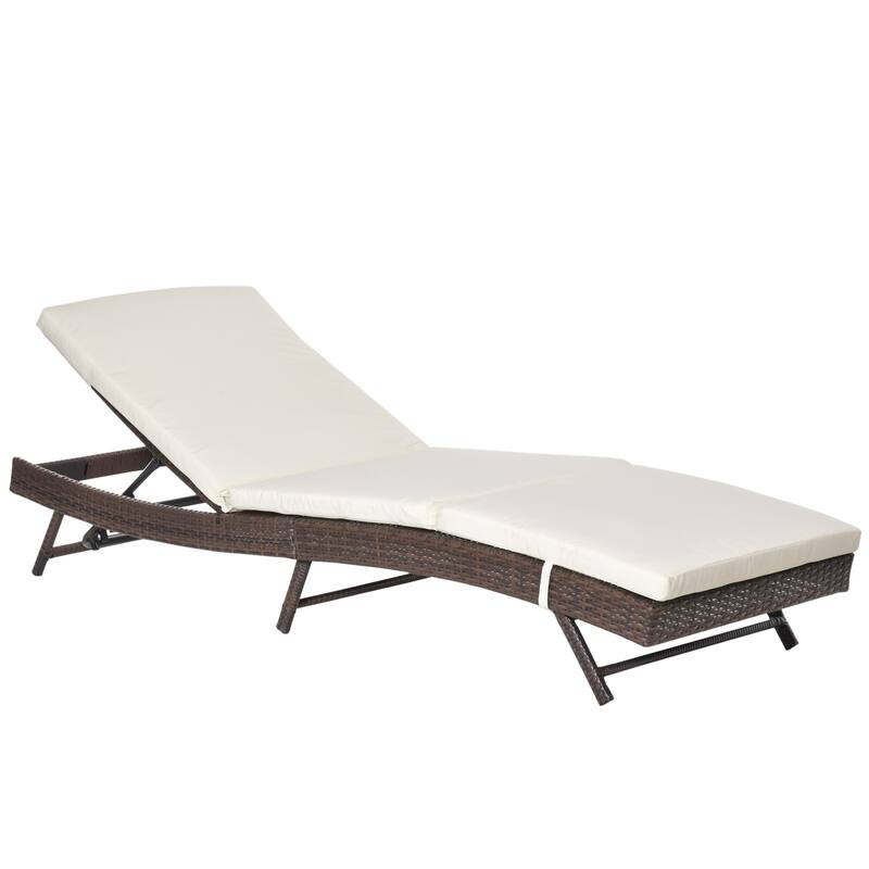 Outsunny 5 Position Adjustable Outdoor PE Rattan Wicker Chaise Patio Louge Chair