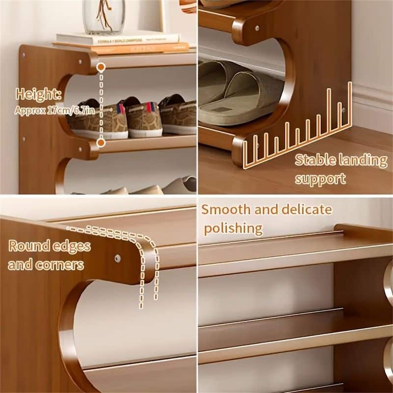 5-Tier Wood Grain Shoe Rack - Versatile, Space-Saving Storage Shelf