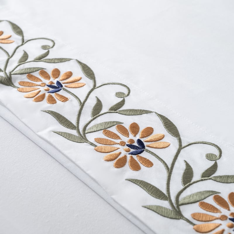 Hotel Style 200TC Cotton Percale Pillowcases, Floral Embroidery, 2Pack, 4 Patterns, 20x30"