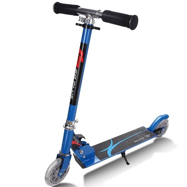 slide 2 of 10, Folding Aluminum LED Light Up Wheels Kids Kick Scooter-Blue Blue