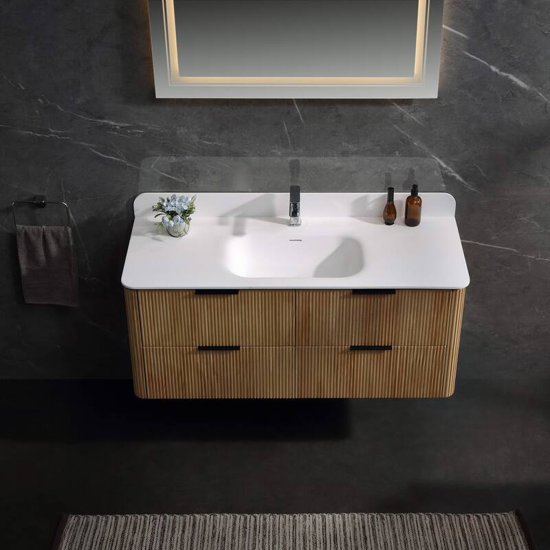 Modland 48" Wall-Mounted Bathroom Vanity with Acrylic Top Integrated Sink & Overflow