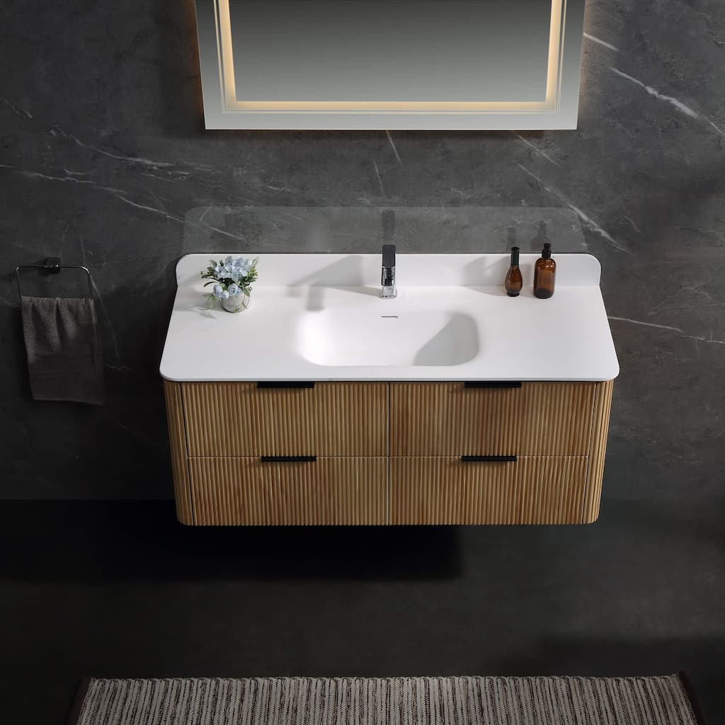 Modland 48" Wall-Mounted Bathroom Vanity with Acrylic Top Integrated Sink & Overflow