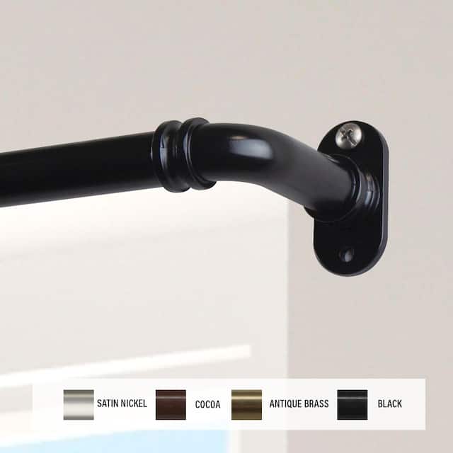 InStyleDesign 5/8 inch Blackout Curtain Rod - 48-84 inches - Black