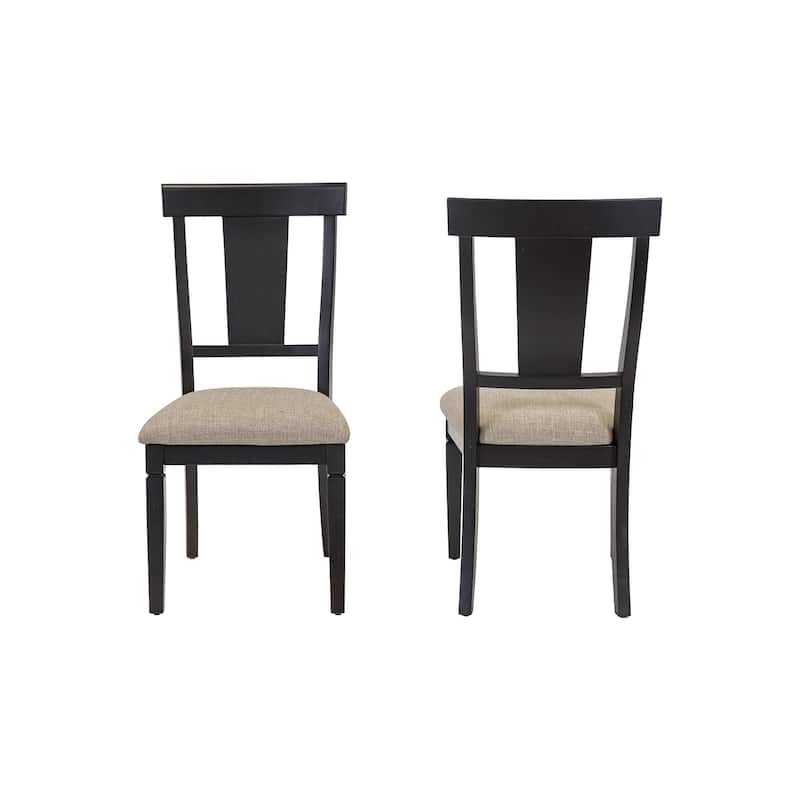 Two Wood Traditional Kitchen Table Chairs, Dining Seats, Black - Set of 2