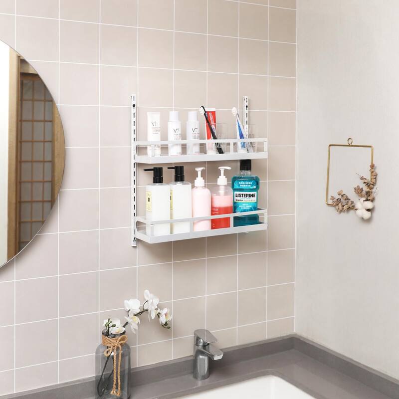 X-cosrack Wall Mount Spice Rack Organizer 5 Tier Height-Adjustable Hanging Spice Shelf Storage for Kitchen Pantry Cabinet