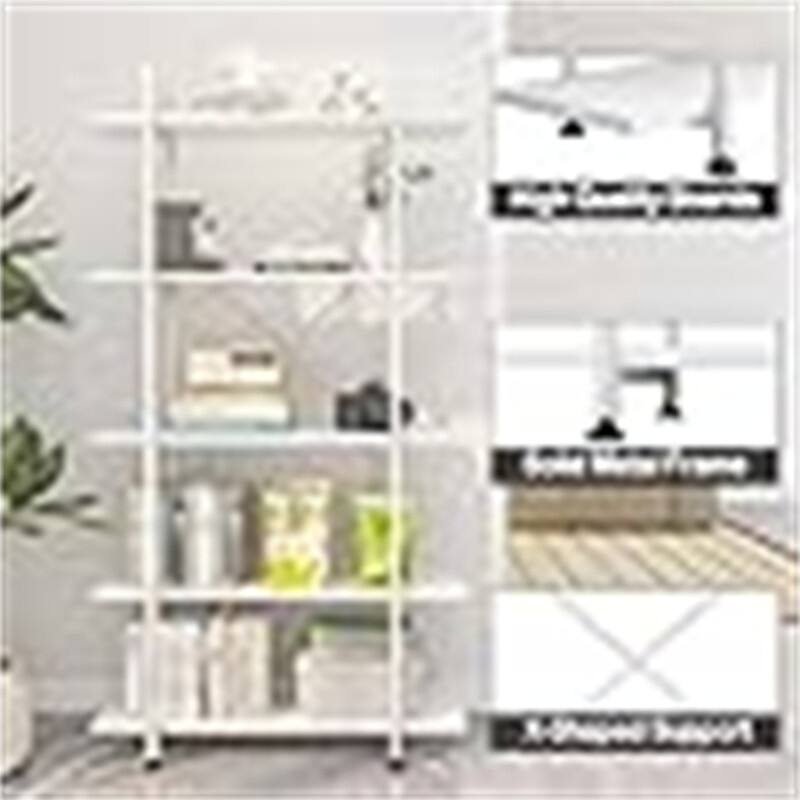 5 Tiers Bookshelf Organizer Industrial Shelf - 10.8"D x 31.5"W x 62"H