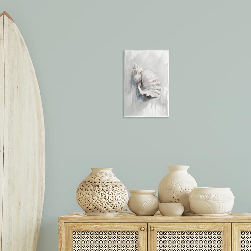 Stupell Neutral Curved Seashell Wall Plaque Art Design By Ramona Murdock