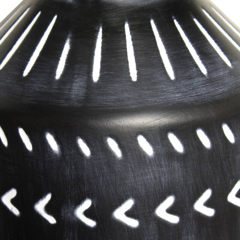 Tribal Style Hand Painted Ceramic Table Lamp with Drum Shade - 17" - Black