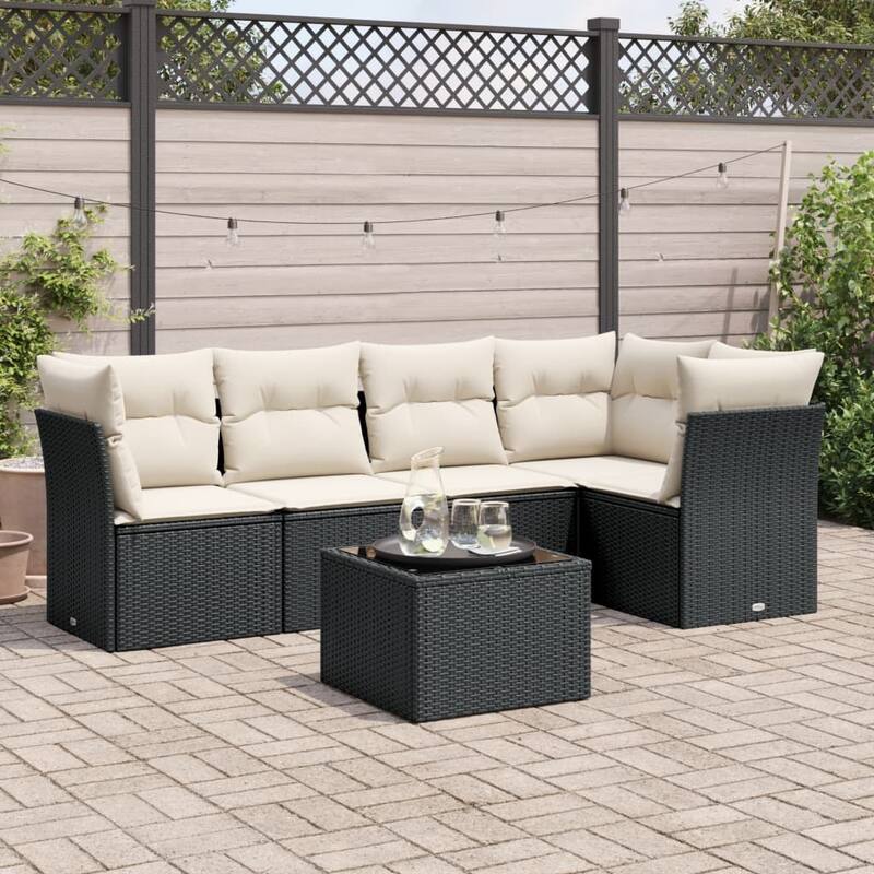 vidaXL Garden Sofa Set Black PE rattan Large Modular Garden Sofa Set - 48.8 x 92.1 x 27.2
