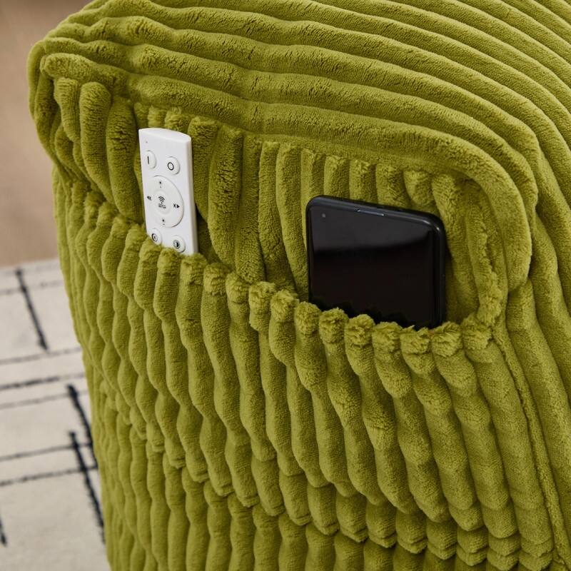 Large Memory Foam Bean Bag Chair for Adults, Corduroy Lounger Sofa with Ottoman