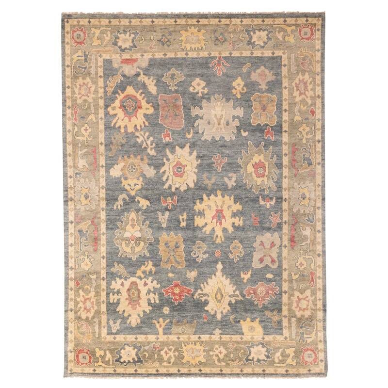 ECARPETGALLERY Hand-knotted Modern Oushak Dark Teal Wool Rug - 8'11 x 12'1