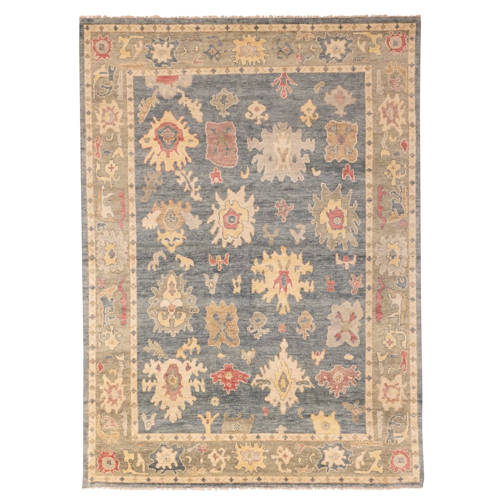 ECARPETGALLERY Hand-knotted Modern Oushak Dark Teal Wool Rug - 8'11 x 12'1